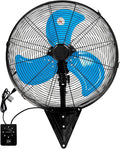 20" Wall Mount Fan, 7100CFM Heavy Duty Wall Fan with 3-Speed & Adjustable Tilt, High Velocity Industrial Oscillating Fans for Garage, Factory, Patio, Indoor, Porch, Shop & Commercial Use - ETL Listed