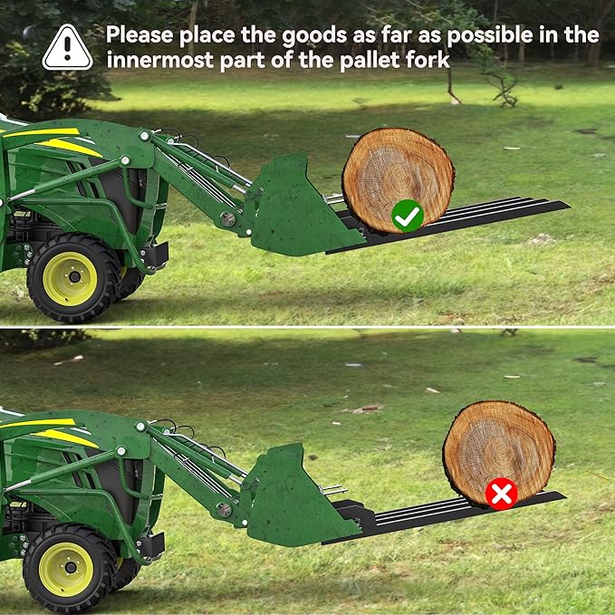YITAMOTOR Clamp on Debris Forks to 48" Bucket, Heavy Duty Pallet Fork 2500 lbs Capacity Fit for Loader Bucket Skidsteer Tractor