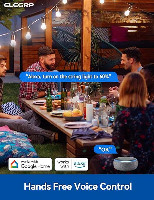 ELEGRP PQR21 Outdoor Smart Dimmer Plug Waterproof IP66, Smart WiFi Plug with 2 Individually Sockets, Compatible with Alexa & Google Assistant, Outdoor Dimmer for String Lights, UL Listed, 1 Pack