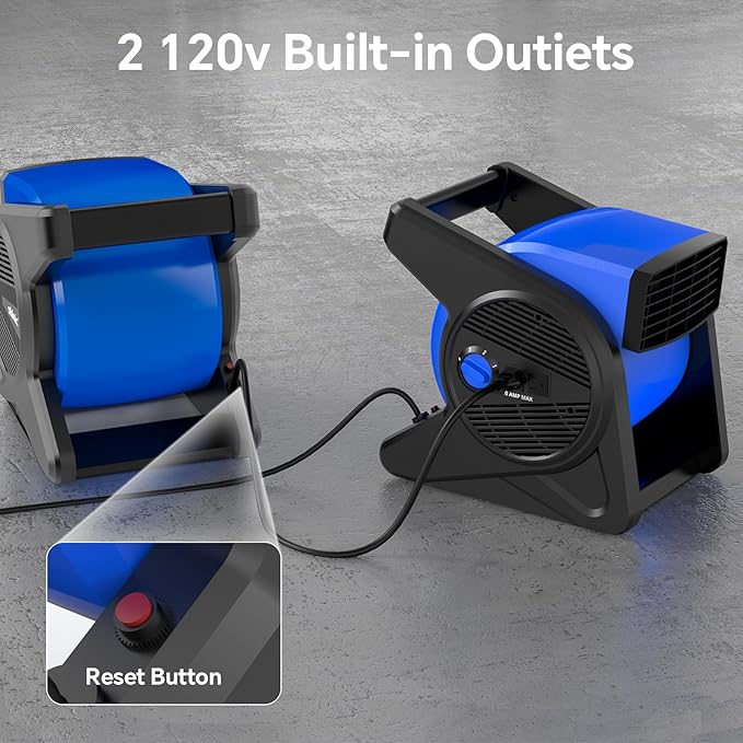 shinic 15" Pivoting Blower Fan, Portable Pivoting Blower Fan with Reset Button for Floor & Carpet Drying, 375 CFM, 3 Speeds Ideal for Office Garage Gym Home Use