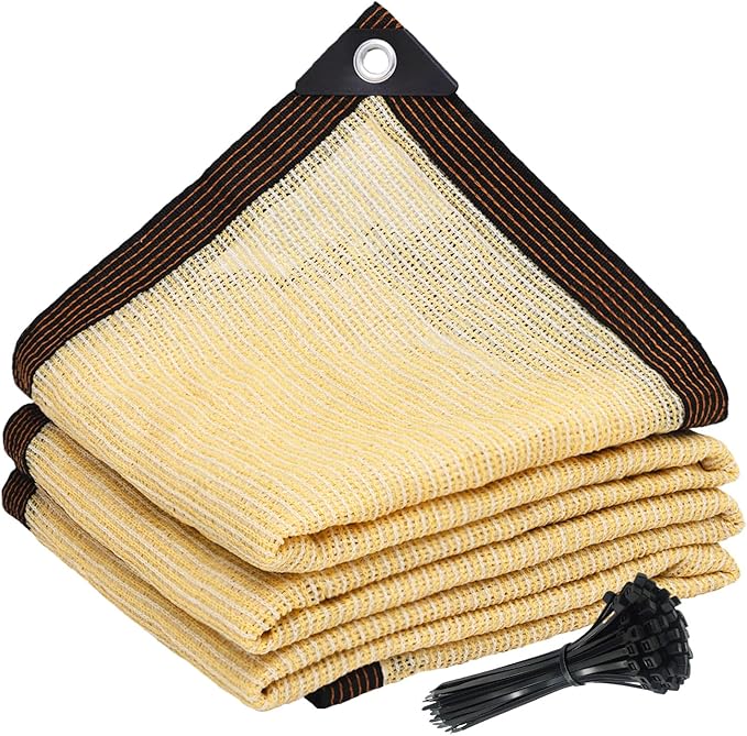90% Sun Shade Cloth for Garden, 10 * 20FT Heavy Duty Shade Tarp with Grommets & Reinforced Edges - UV Resistant Sunblock Net for Patio, Backyard, Greenhouse, Kennel, Pergola, Yellow