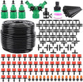 Garden Automatic Irrigation System 164FT 200 Pack Drip Irrigation Kit 1/4" Blank Distribution Tubing Watering Drip Kit Automatic Irrigation Equipment for Garden,Patio,Greenhouse, Flower Bed,Lawn