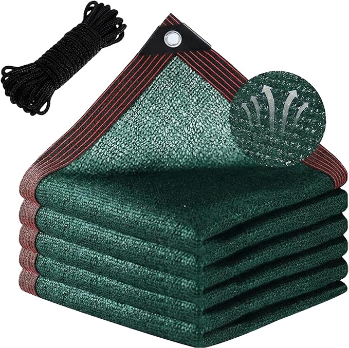 Windscreen 8' x 38' Sun Shade Sail Rectangle Outdoor Canopy Cover UV Block for Backyard Porch Pergola Deck Garden Patio (Dark Green)