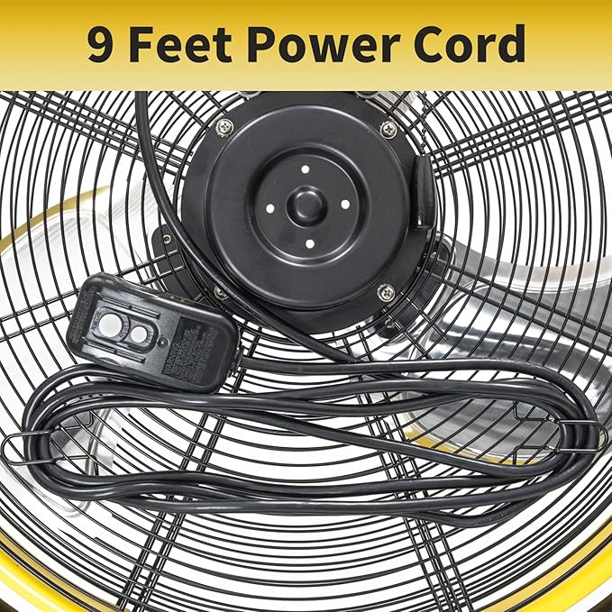 HiCFM 4400 CFM 20 Inch Outdoor Misting Fan Pedestal Standing Base with IP44 Enclosed Motor, Detachable Mist Spray Kit, 9 FT Cord & GFCI Plug, 120 Degree Tilted Head, UL Outdoor Approved