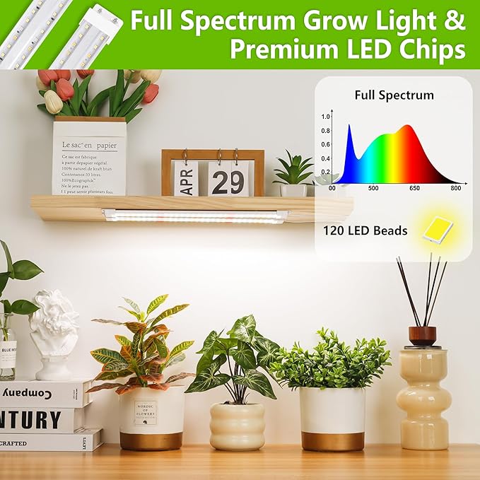 FOXGARDEN Dual-Row Grow Lights for Indoor Plants, 240 LEDs Grow Light Strip Full Spectrum, Plant Lights for Indoor Growing with 4/8/12H Timer, 10 Dimmable, Dual-Row LEDs Plant Grow Light, 2 Pack