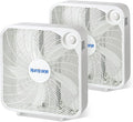 Hurricane 2-Pack Classic Floor Mount Box Fan w/ 3 Quiet Speeds, White, 20" - Corded Portable Electric Air Cooling Unit w/ Powerful 2400 CFM Airflow for Home, Garage, Office, Bedroom & Basement
