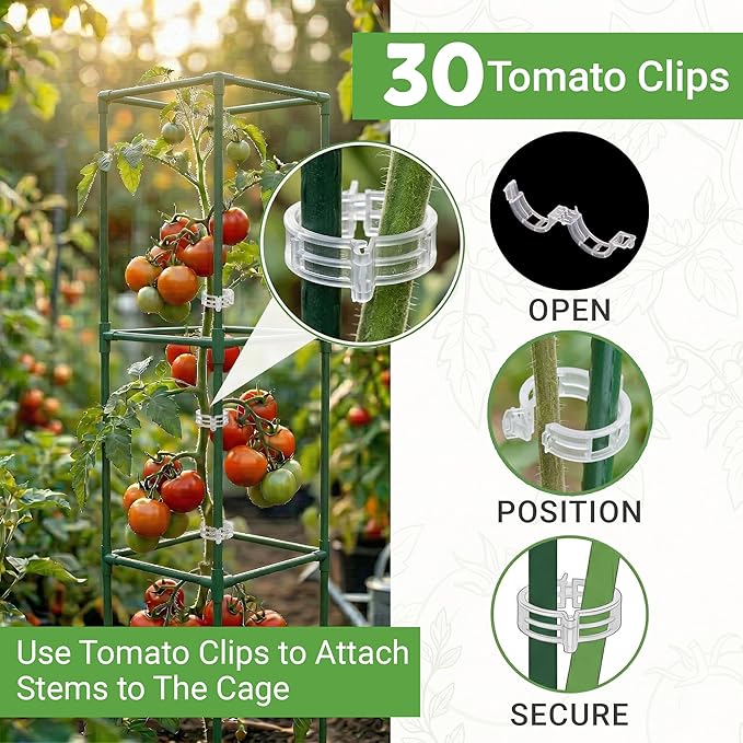 Tomato Cage Square - Large Trellis Stakes and Plant Support Structures for Vegetables and Climbing Plants - Tall Tomato Cages for Garden, Pots, Raised Garden Bed Outdoor Supplies (3 Pack - Up to 58")
