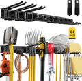 64" Garage Wall Organizer – 12 Longer & Thicker Hooks + 2 Straps, 900 Lbs Heavy Duty Steel Garden Tool Storage Rack & Garage Organization for Yard, Shed, Garage