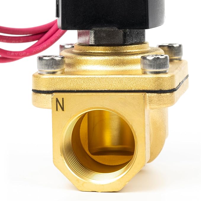 U.S. Solid 3/4" Brass Solenoid Valve - 110V AC Normally Closed Electric Solenoid Valve with Viton Seal, Lead Wire Type