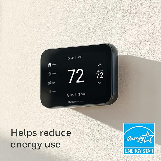 New Honeywell Home X8S WiFi Smart Thermostat with Video Doorbell Compatibility, IAQ Control, and Customizable Touchscreen Display, Black