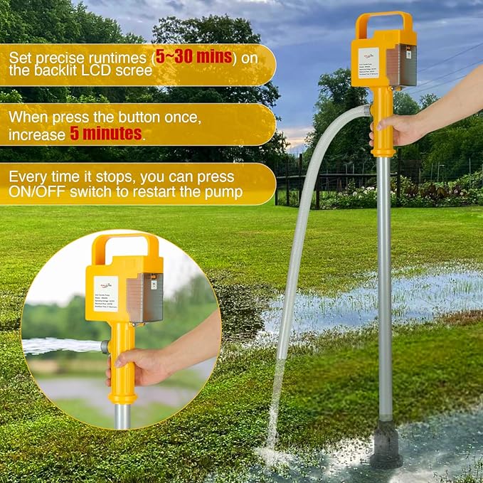 Cordless Stick Water Transfer Pump Compatible with De-walt 20V Battery(Tool Only), 900GPH Brushless Stick Utility Pump for Pool Garden Pond