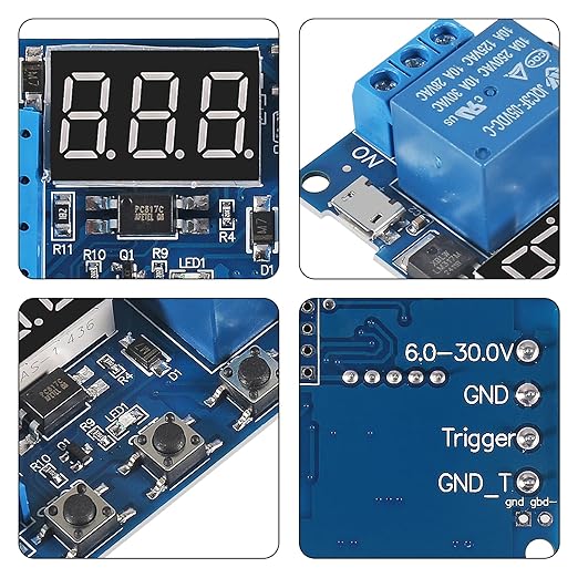 4pcs DC 6-30V Timer Relay Programmable Delay Relay Module Cycle Timer with LCD Display / 5V Micro USB, Smart Home Controller