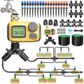 246FT Drip Irrigation System with LCD Timer, Automatic Watering System Kits,1/2 Inch Hose 1/4 Inch Distribution Tubing 3 Sprayer Types, for Garden, Greenhouse, Garden, Lawn