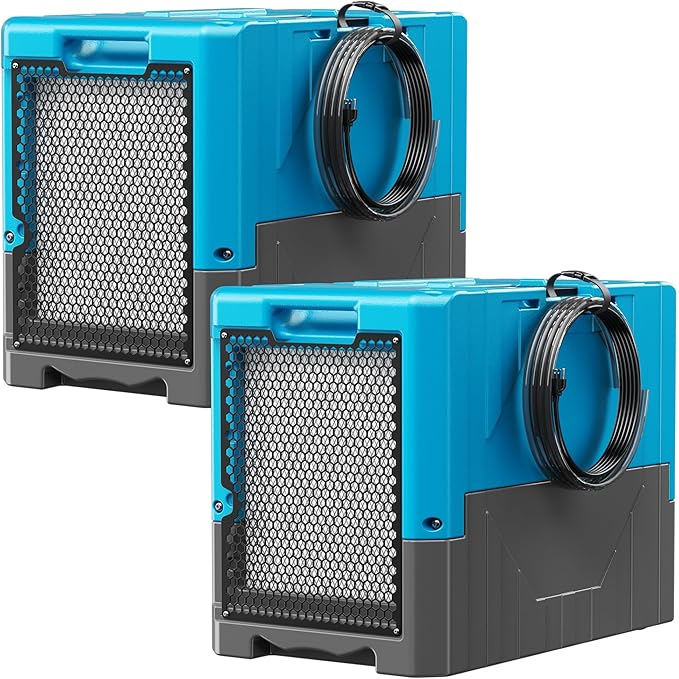 190Pints Commercial Dehumidifier for Basements with Pump Drain Hose, LGR Dehumidifiers with Wheels, Crawl Space Ddehumidifier for Basement, Warehouse and Garages Up to 6000 Sq, Blue-2026 Upgraded-2PC