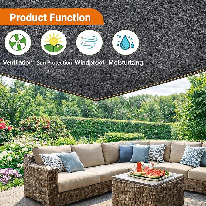 2 Pack 90% Black Shade Cloth for Garden 5 x 10 ft Sunshade Cloth Mesh Tarp with Grommets Outdoor Net for Patio Plants Greenhouse Outdoor Chicken Coop Cover