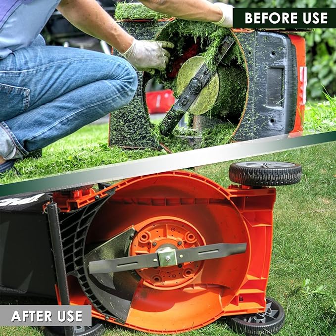 2 Pcs Lawn Mower Scrub Brush Universal Lawn Mower Stiff Bristle Brush with Scraper and Wood Handle for Deck Gutter Garden Tool Cleaning