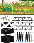 115FT Drip Irrigation System Kit, Automatic Garden Watering System with 1/2” & 1/3” Tubing, Adjustable Nozzle Emitters for Garden, Lawn, Potted Plants