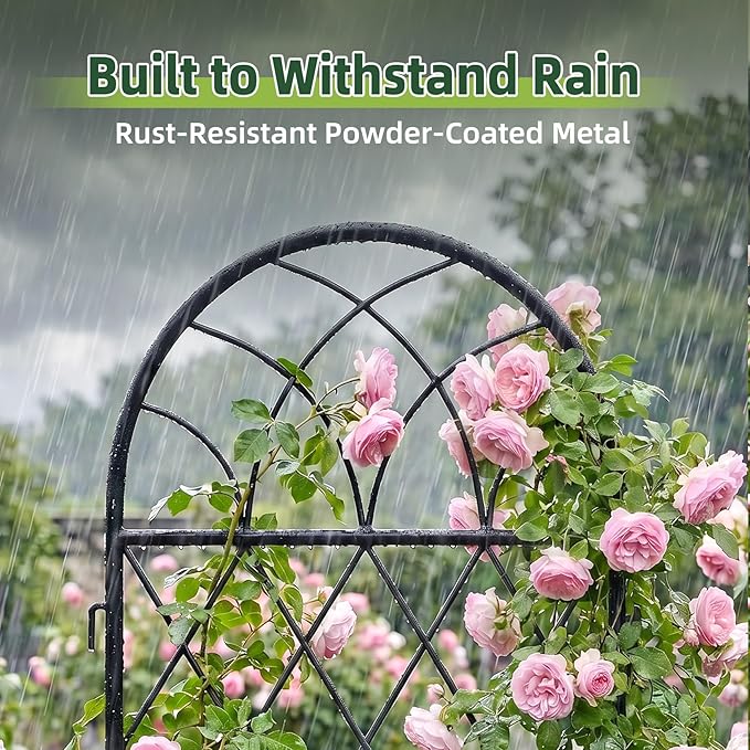 2 Pack 70.8" X 19.7" Metal Garden Trellis for Climbing Plants Outdoor - Rustproof Heavy Duty Arched Trellis - Decorative Rose Plant Support Trellis for Roses,Vines,Vegetables,Flowers,Black