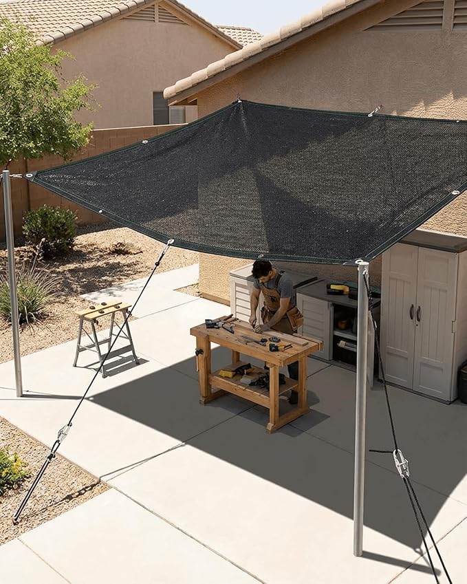 vensovo 30% Sunblock Shade Cloth Net Black Resistant - 20x20 Ft Garden Shade Mesh for Plant Cover, Greenhouse, Chicken Coop, Kennels, Tomatoes Plants