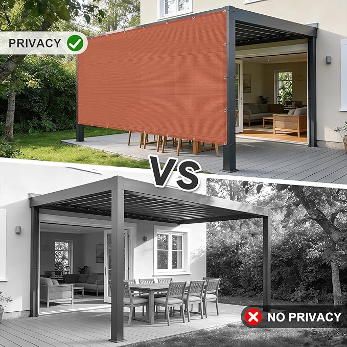 Cool Area Sun Shade Cloth with Grommets 8×24 FT Shade Panel Shade Tarp Screen Fabic for Outdoor Patio Pergola Cover Deck Garden, Terra Red (Customized)