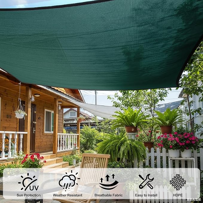 SUNNY GUARD 85-95% Sun Shade Cloth, 6 x 8 FT Green HDPE Mesh – Breathable Garden Shade Cover for Plants, Vegetables, Greenhouse, Patio, Chicken Coop & Dog Kennel