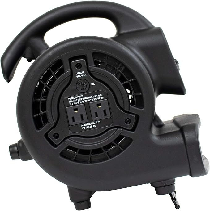 XPOWER P-80A Mini Mighty 138 W 600 CFM Centrifugal Air Mover, Carpet Dryer, Floor Fan, Blower, Stackable, Daisy Chain, for Water Damage Restoration, Janitorial, Plumbing, Home Use, Black