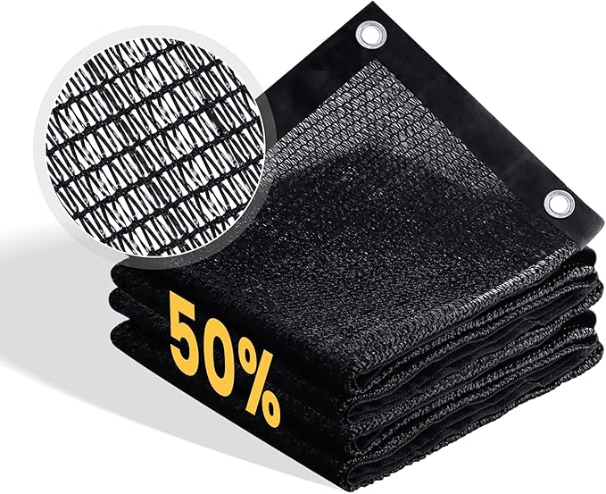 VICLLAX 50% Shade Cloth, 5x10FT Durable Black Mesh Trap with Every 3 FT Grommet, Sun Shade Fabric Netting for for Plants Cover, Greenhouse, Chicken Coop, Barn Kennel, Garden Patio