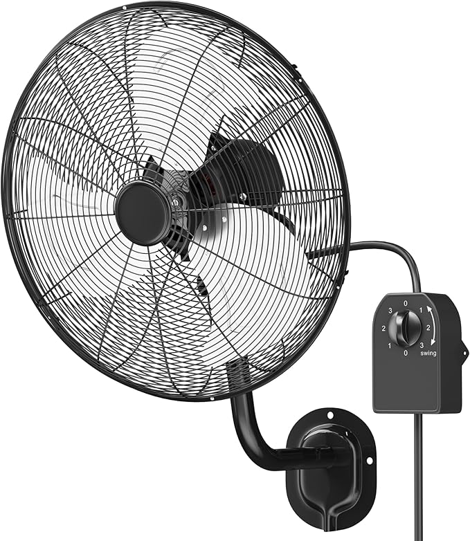 MEPTY 20" Wall Mount Fan, Heavy Duty Industrial Wall Fan, High Velocity Oscillating Fans with 3 Speeds for Patio, Shop, Greenhouse, Garage, Commercial, Household use