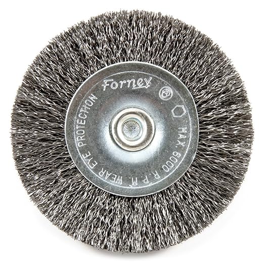 Forney 72734 Wire Wheel Brush, Fine Crimped with 1/4-Inch Hex Shank, 2-1/2-Inch-by-.008-Inch
