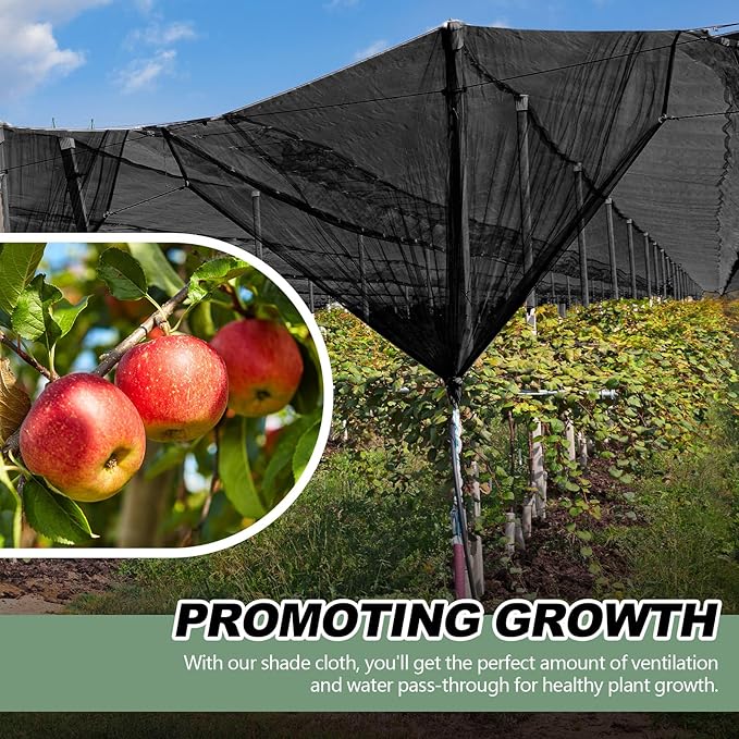 6 x 100 ft Shade Cloth Black Shade Cloth Roll for Covering Garden 70% Mesh UV Resistant Net with Ties for Patio Outdoor Greenhouse Fence Flower Plant Cover Canopy