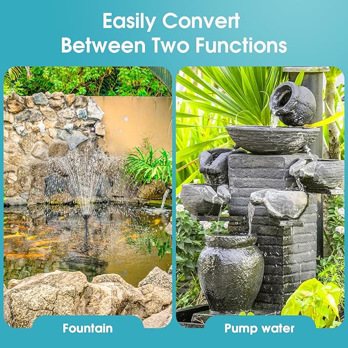 POPOSOAP Pond Filter with Fountain Kits, 660GPH Pond Pump Filter Built-in RGB LED Lights with Remote Controller, Pond Filters for Outdoor Ponds Clean, Clear and Water Features P2326D
