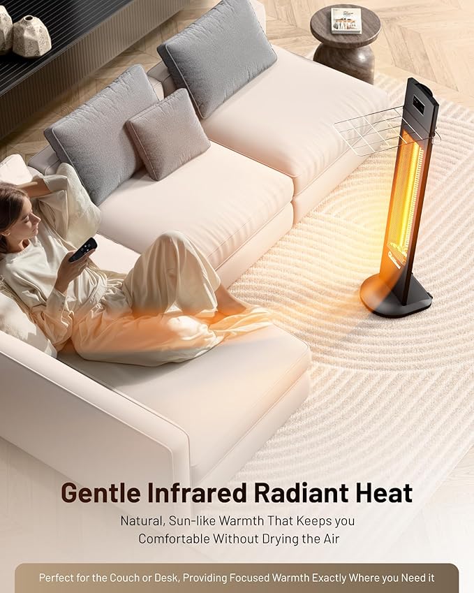 DR. INFRARED HEATER Portable Infrared Indoor and Outdoor Space Heater for Patio, Garage, Commercial & Residential With Remote Control, Space Heater (Freestanding/Ceiling/Mounting), Black