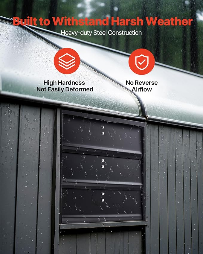 VEVOR 14'' Exhaust Fan, Wall Mounted Attic Fan with Variable Speed controller, 1400 CFM, Automatic Shutter, Ventilation and Cooling, Black