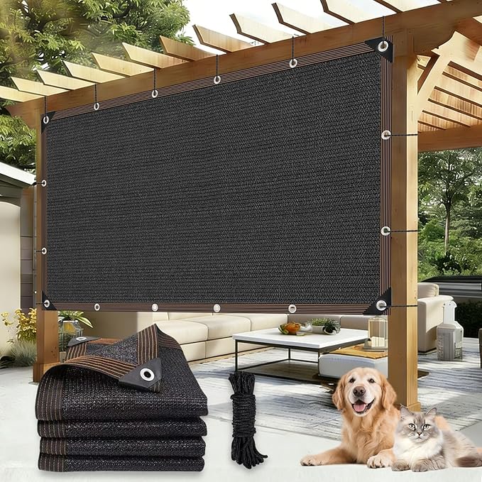 20 x 20 FT Shade Cloth - Garden Shade Mesh Netting with Grommets Outdoor Sun Shade Cover for Pergola Patio Plants Greenhouse Chicken Coop Black Shading Rate 90%