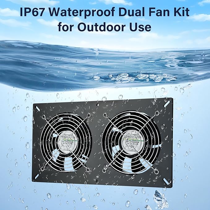 Fanspex Solar 2 Fan Kit, Waterproofed Solar Powered Fans for Outdoor Chicken Coop, Greenhouse & Shed Intake or Exhaust Air