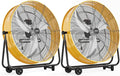 ROVSUN 30 Inch High Velocity Drum Fan, 13000CFM Industrial Metal Floor Fan with Handle, Heavy Duty, 3-Speed, 360° Tilt, Air Circulator for Shop, Garage, Gym, Barn, Commercial, UL Listed, 2 Packs