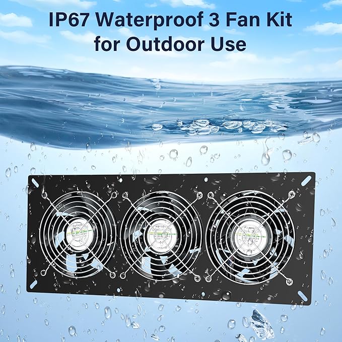 Fanspex Solar 3 Fan Kit, Waterproofed Solar Powered Fans for Outdoor Chicken Coop, Greenhouse & Shed Intake or Exhaust Air