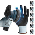 Schwer 6 Pairs Safety Work Gloves with Sandy Nitrile Coating, Extreme Fiber-Abrasion Resistance(Level 6-Certified) Heavy Duty Working Glove with Grip for Men Women, A2 Cut Glove, for Construction, S