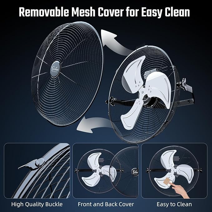 Simple Deluxe 18 Inch Industrial Wall Mount Fan, Max 4200 CFM 3 Speed Commercial Ventilation Metal Fan for Warehouse, Greenhouse, Workshop, Patio, Factory and Basement - High Velocity Black