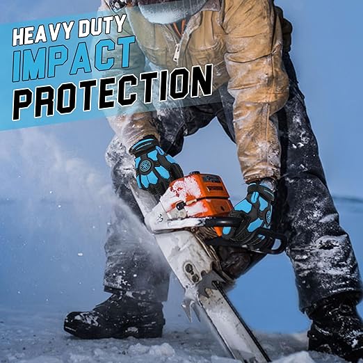 HANDLANDY Winter Impact Resistant Work Gloves for Men, Padded Palm Grip Heavy Duty Working Glove (Medium, Blue)