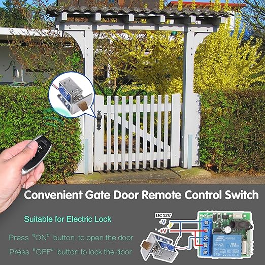 DieseRC 433Mhz Universal Wireless Remote Control Switch DC 12V 1CH RF Relay Receiver Module with 2 Transmitters, EV1527 Learning Code Remote Switch