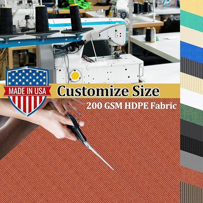 Shade&Beyond Customized Size 8' X 12' Shade Cloth with Grommets, 90% UV Protection UV Protection Mesh Tarp Sun Screens for Patio GN04, Rust Red