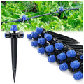 HIRALIY 15 Piece Quick-Connect Drip Irrigation Emitters for Drip Irrigation Kit Series 1/4 inch Tubing, 8 Holes Adjustable Water Flow Dripper with Stake
