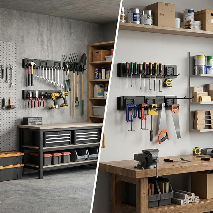 MBQQ Garage Tool Organizer Wall Mounted, 24 Inches Adjustable Garden Tool Organizer Rack,Heavy Duty Yard Tool Organizer