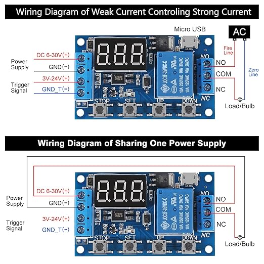 4pcs DC 6-30V Timer Relay Programmable Delay Relay Module Cycle Timer with LCD Display / 5V Micro USB, Smart Home Controller