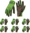 HANDLANDY Men Leather Gardening Gloves, Utility Work Gloves for Mechanics, Construction, Driver