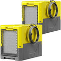 190 Pints High Efficiency Commercial Dehumidifier for Basements-6000 Sq.Ft. Industrial Grade Dehumidifiers with Pump & Drain Hose for Crawl Spaces Water Damage Restoration-Light Yellow-2PC