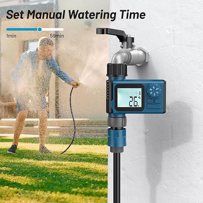 Sprinkler Timer, Hoses Timer for Watering, Water Scheduling Device for Tube Programmable with Auto/Manual/Rain-Delay Watering System, Water Hoses Timers for Yard, Lawn, Pool (Blue)