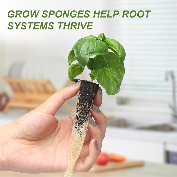 Kratky Method Hydroponic Planter Kit, 8 Hydroponic Planter Plus 24 Growing Sponges for Herbs, Hydroponic Mini Buckets for Windowsill Herb Garden, Hydroponic Growing System for Vegetables