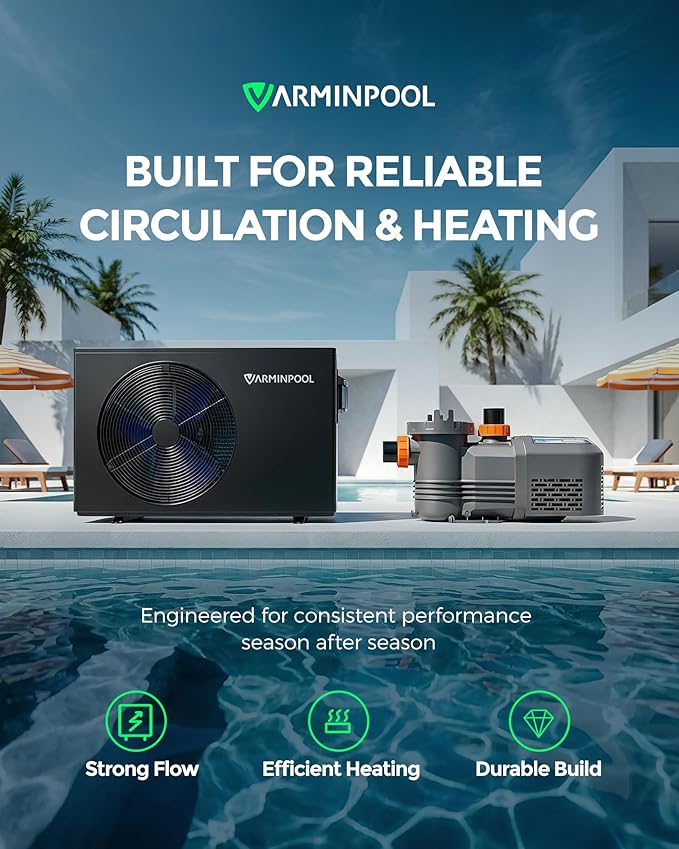 Smart Electric Pool Heater for Above and Inground Pools up to 9000 Gals, 35100BTU Pool Heat Pump with Cooling&Heating Mode, Control via WiFi, Titanium Heat Exchanger, 240V, V10